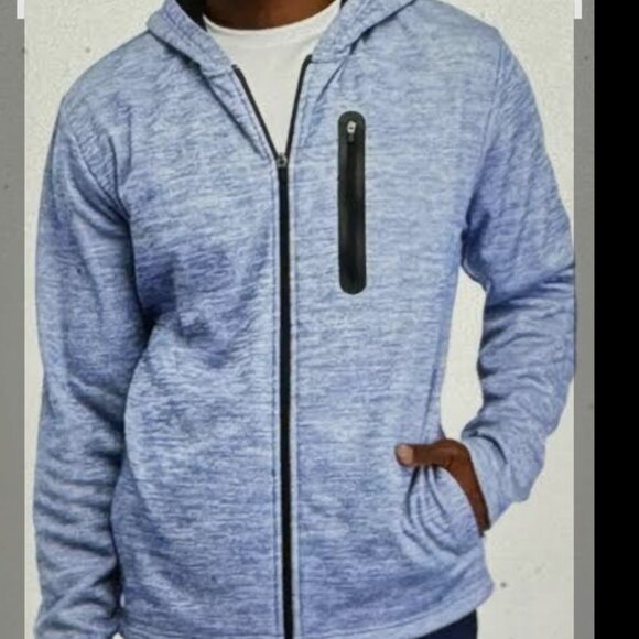 ZELOS TECH FLEECE COMFORT LIGHTWEIGHT ZIP HOODIE- CALM BLUE MEN'S MEDIUM - Picture 1 of 14